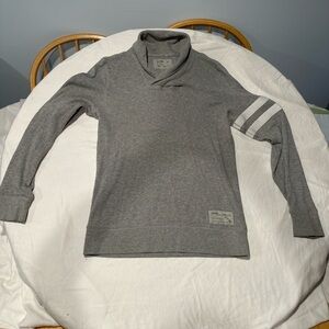 Express Men’s Waffle Knit Shawl Collar Pullover Sweatshirt Gray Size M